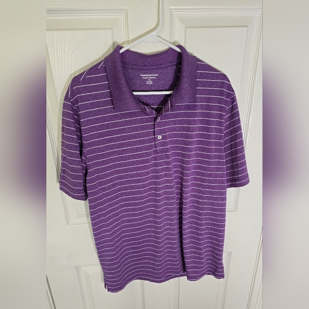 Purple Striped Polo Shirt with Classic Collar
